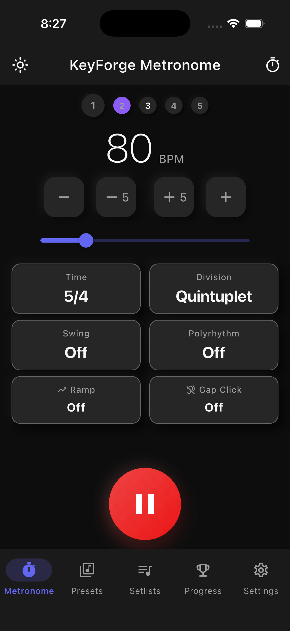 KeyForge Metronome on iPhone