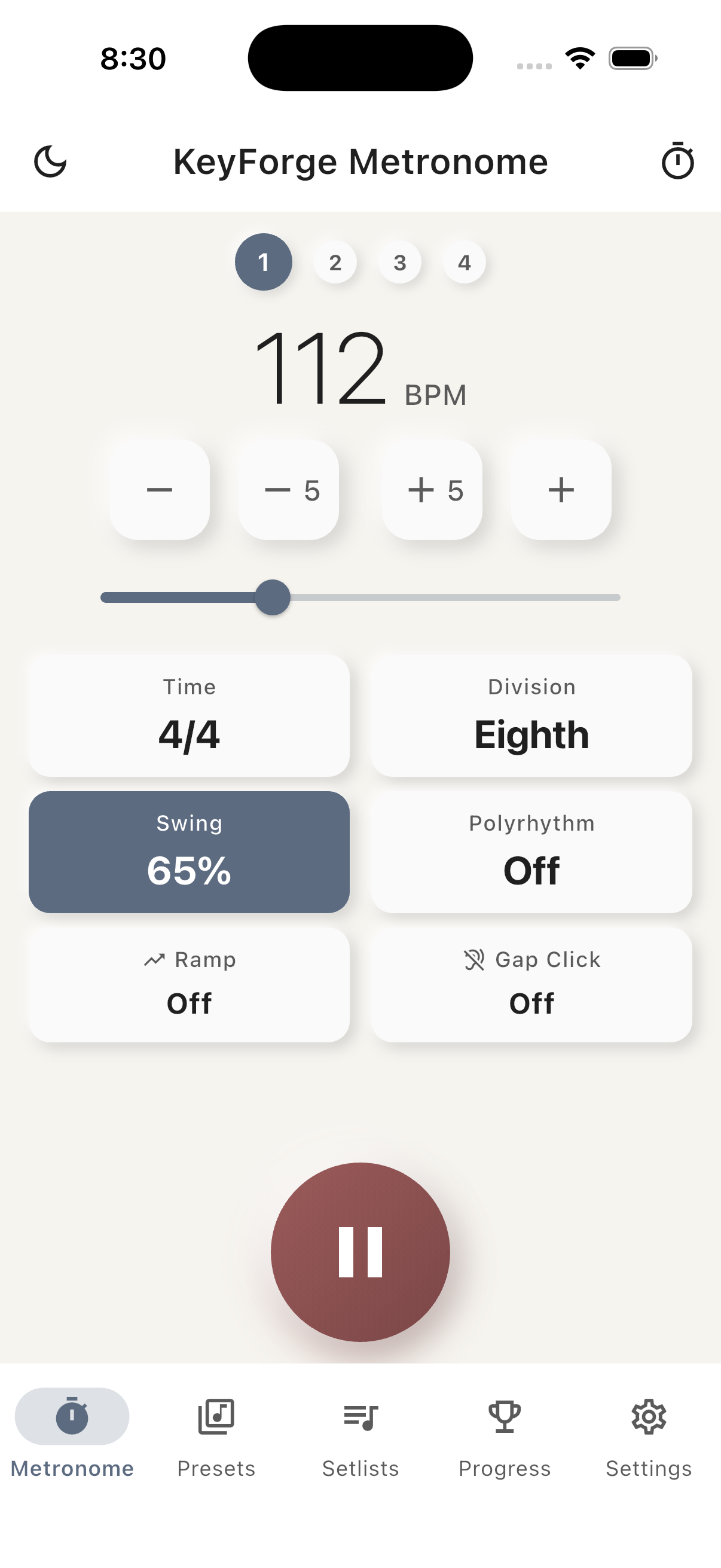 KeyForge Metronome — light mode