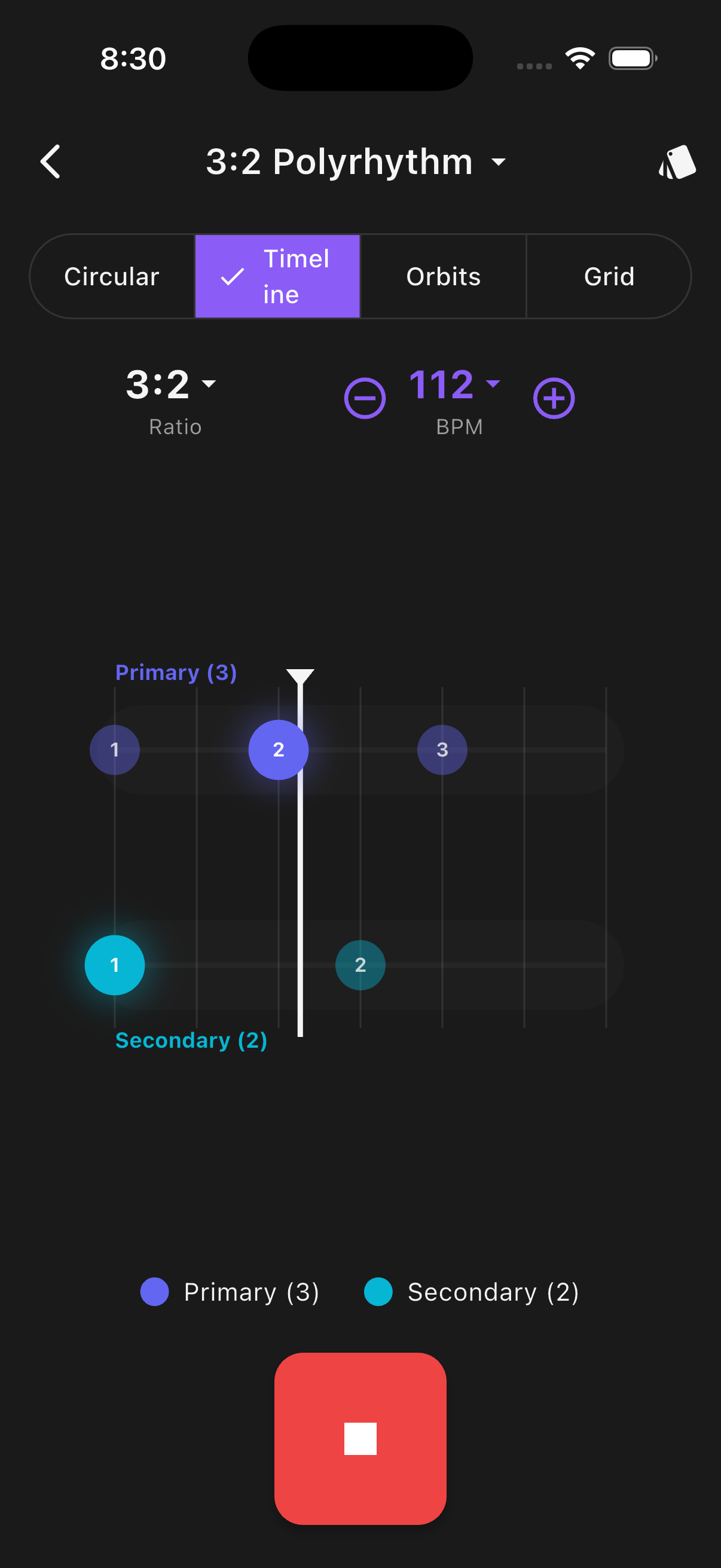 Timeline polyrhythm visualizer