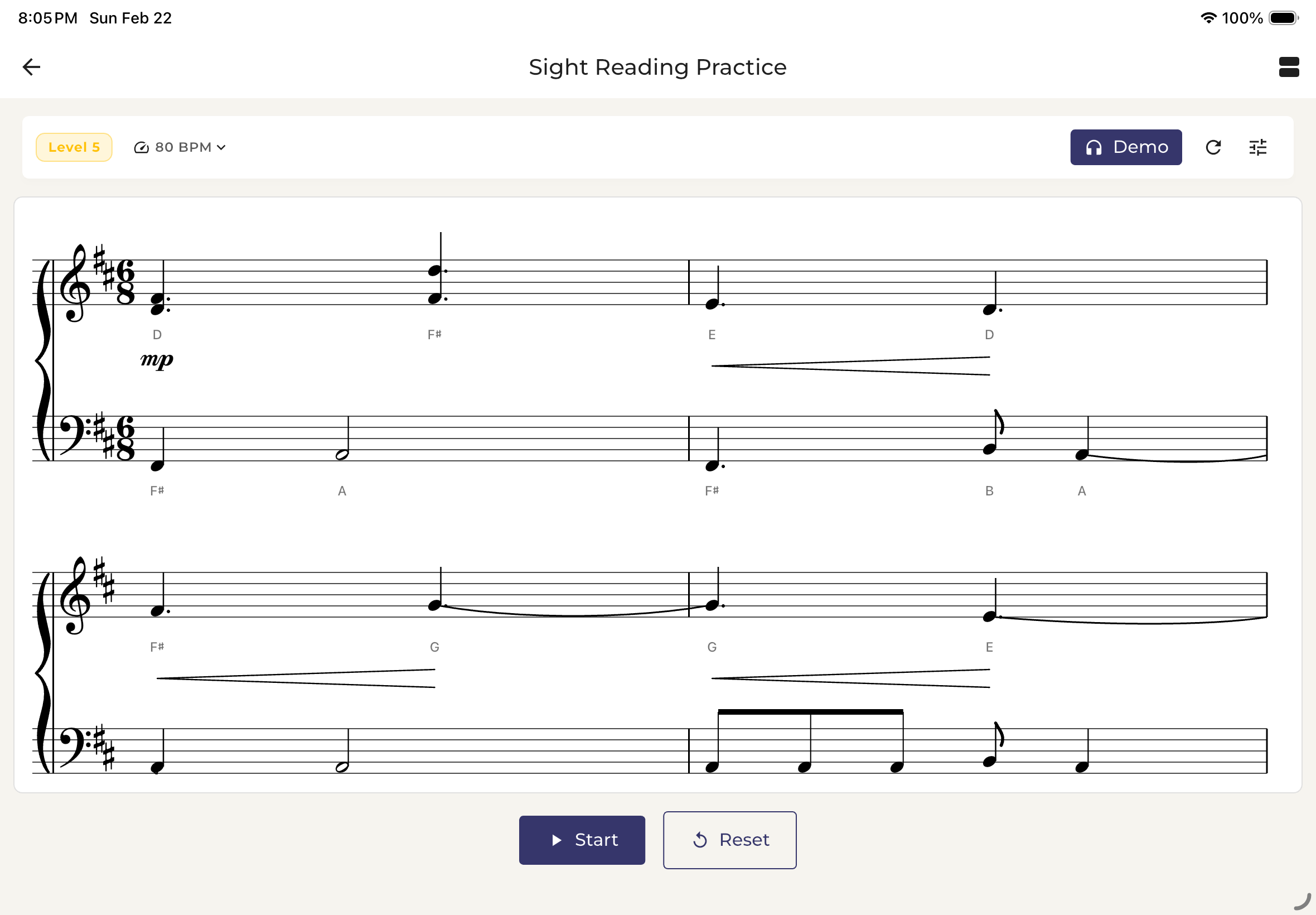 Sight reading practice