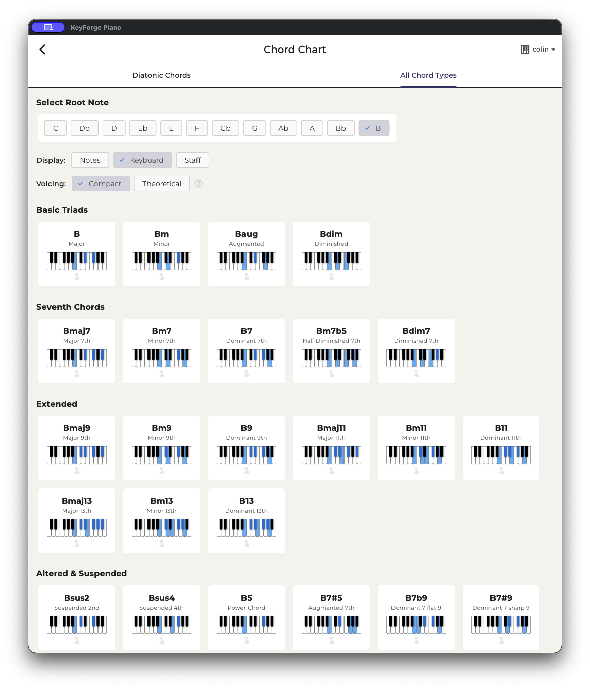 Chord Chart reference tool